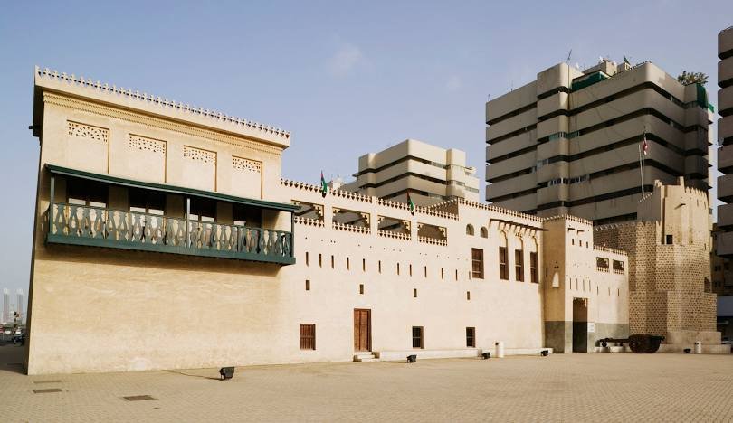 Image of Al Hisn Fort, showcasing its impressive architecture with two balconies.