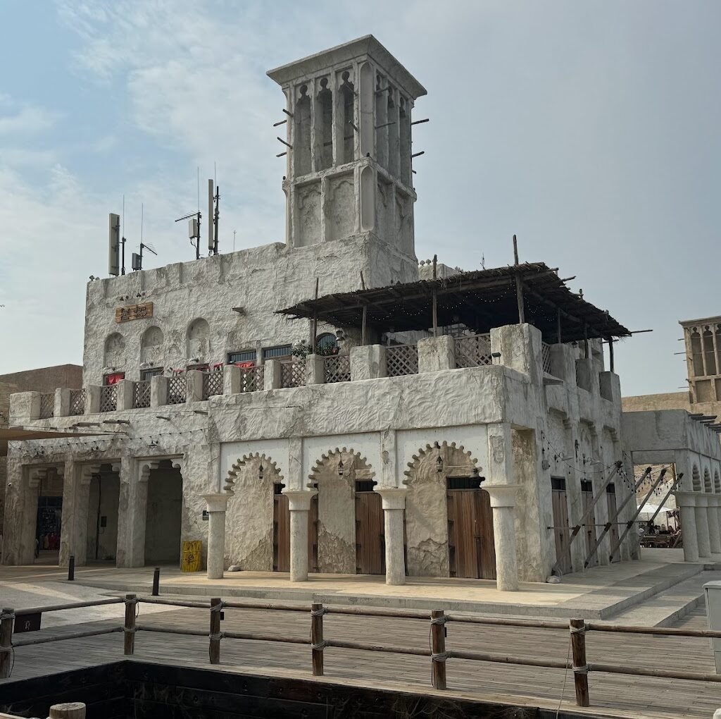  Dubai Old Town's old building with clock tower.