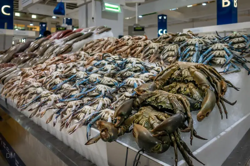 Fresh crabs for sale at Dubai's Fish Souk.