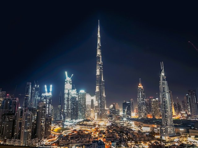 The Burj Khalifa at night