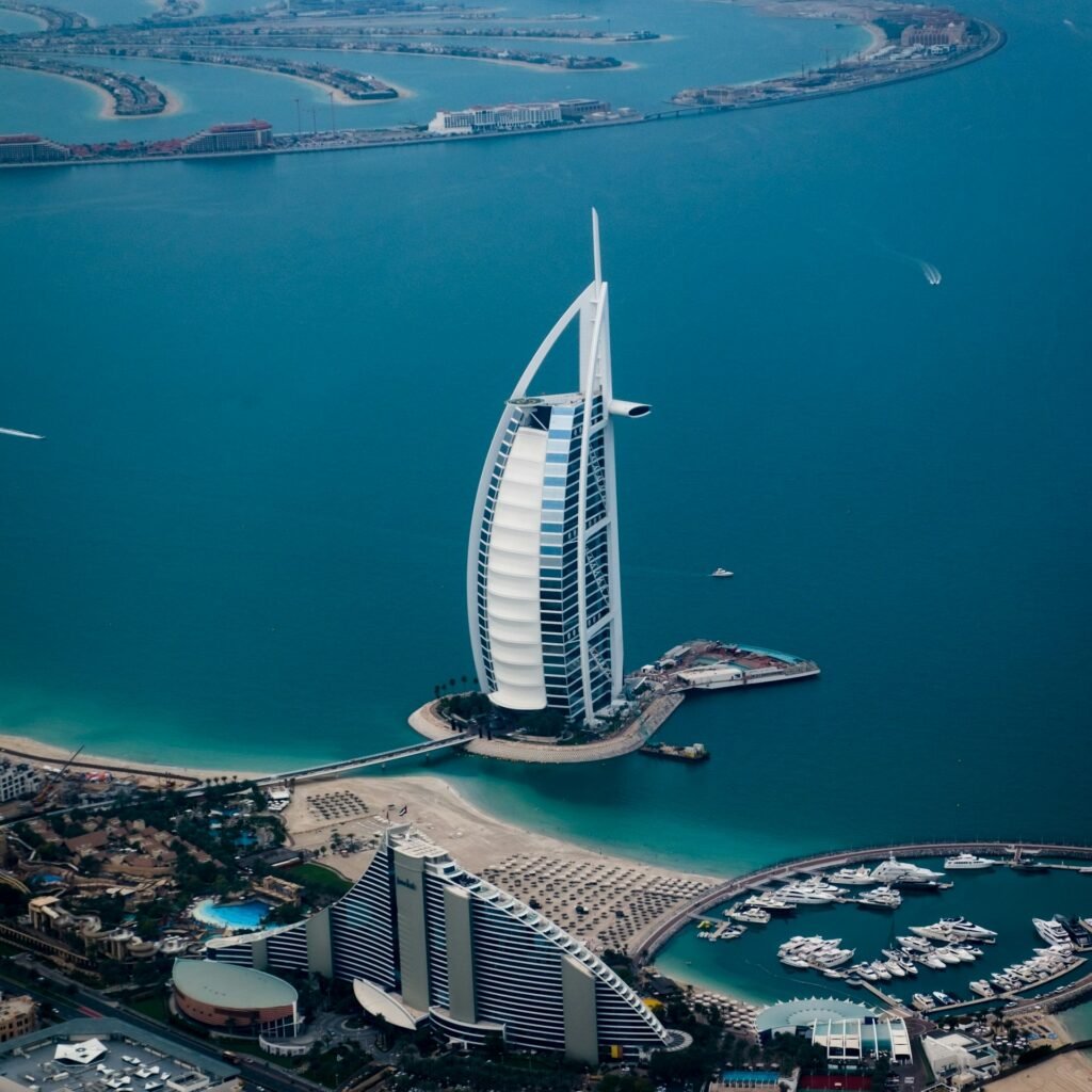 Landmark Burj Al Arab hotel in Dubai, United Arab Emirates.