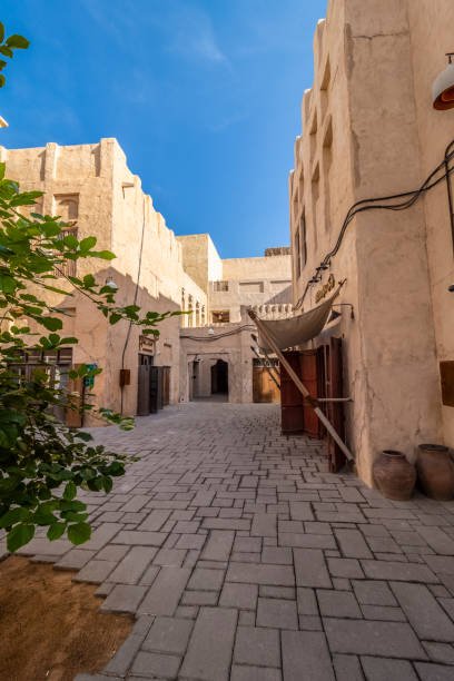 Dubai, UAE - December 1, 2018: Al Fahidi Historical Neighbourhood, also known as Al Bastakiya.